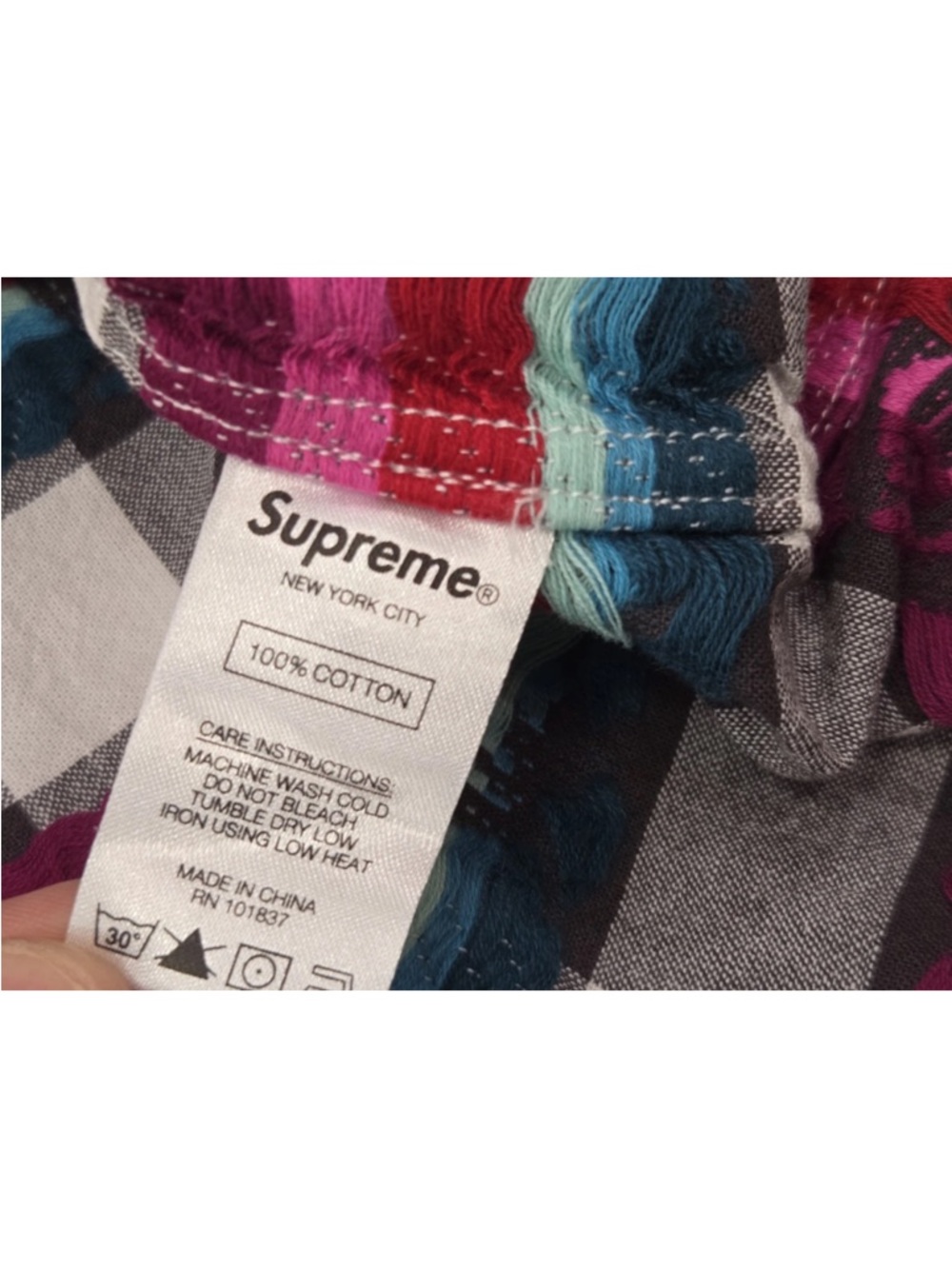 SUPREME Rose Buffalo Plaid Shirt Cotton Button Up Size M Mens - Picture 4 of 8